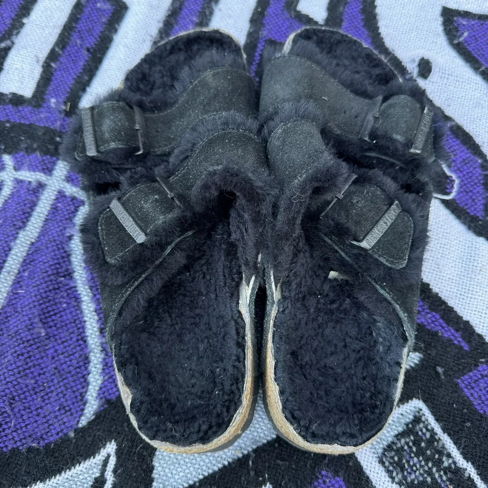 Size L6 - Birkenstock Arizona Fur Shearling‎ Black Regular - Picture 3 of 4